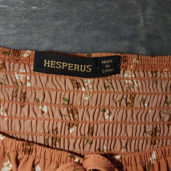 Hesperus Women M Burnt Orange PuffSleeve Mini Dress Cottagecore  Romantic Grunge - Picture 2 of 13